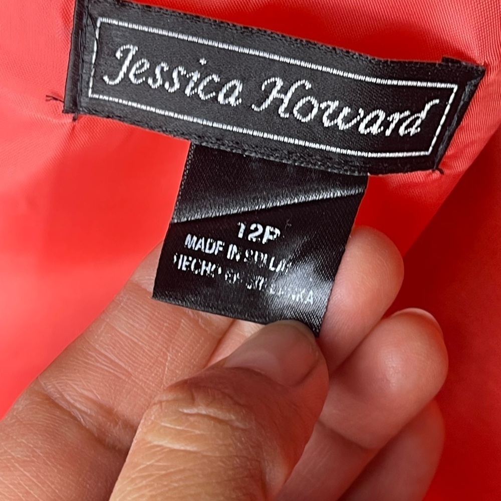 J Howard Womens Size 12P Orange Dress Gold Applique Linen Blend Lined Sleeveless - Picture 10 of 14